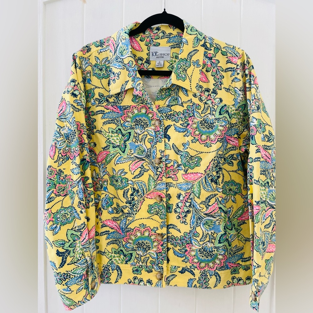 The TOG Shop Floral Cotton Long Sleeves Jacket Button Down Pockets Petite L